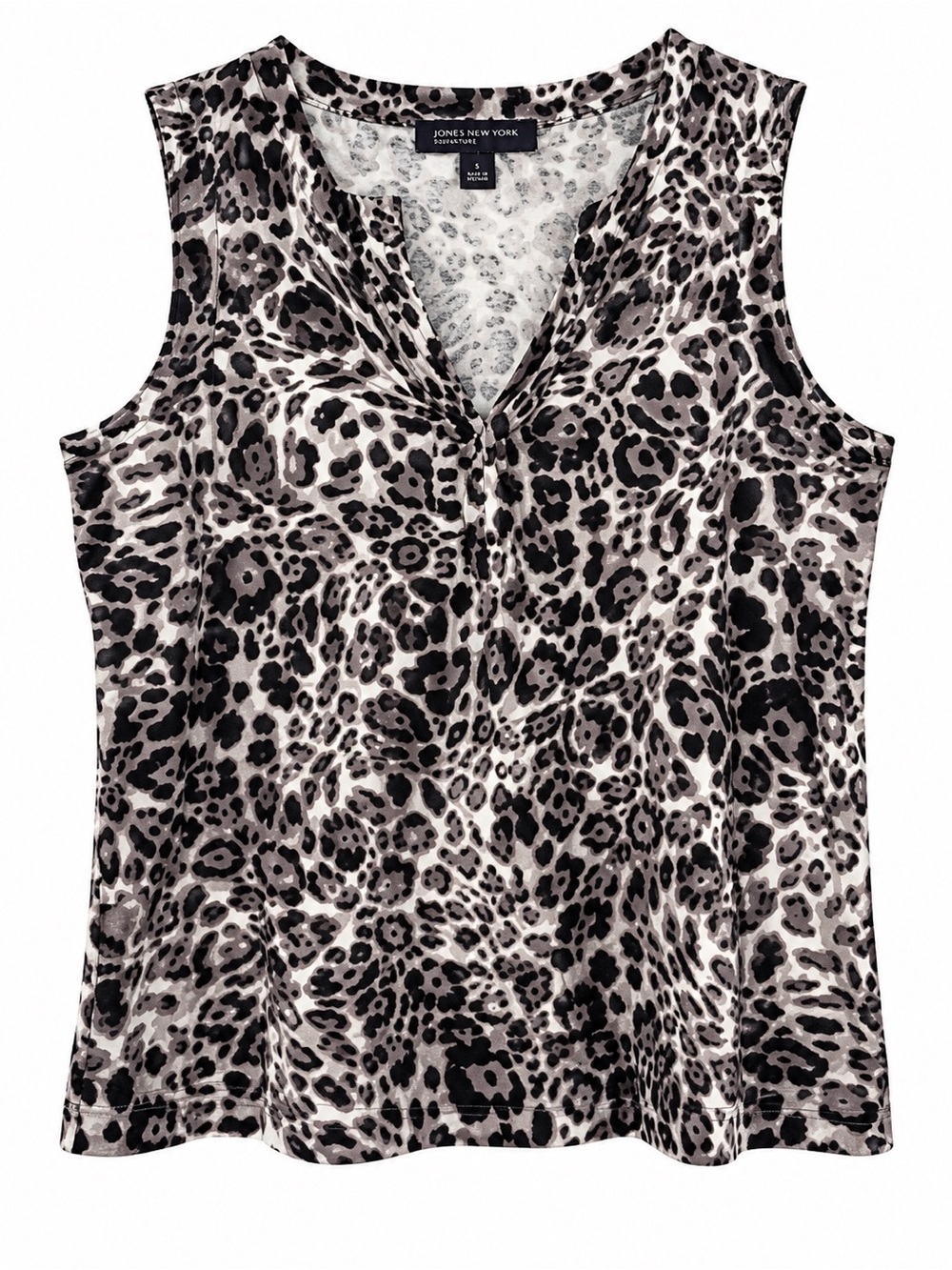 Jones New York Signature Leopard Animal Print Sleeveless V Neck Top Size Small